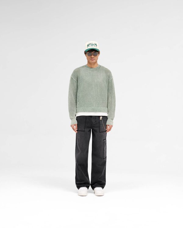 Open Gauge Knit Sweater - Forest Green Discount - Image 5