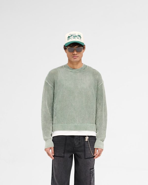 Open Gauge Knit Sweater - Forest Green Discount - Image 3