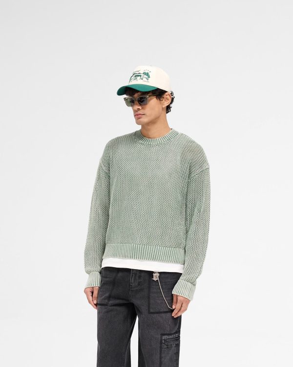 Open Gauge Knit Sweater - Forest Green Discount - Image 2
